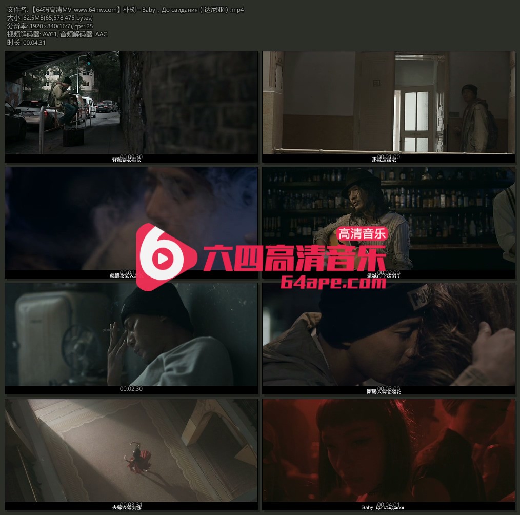 朴树 《Baby，До свидания》（达尼亚） 1080P