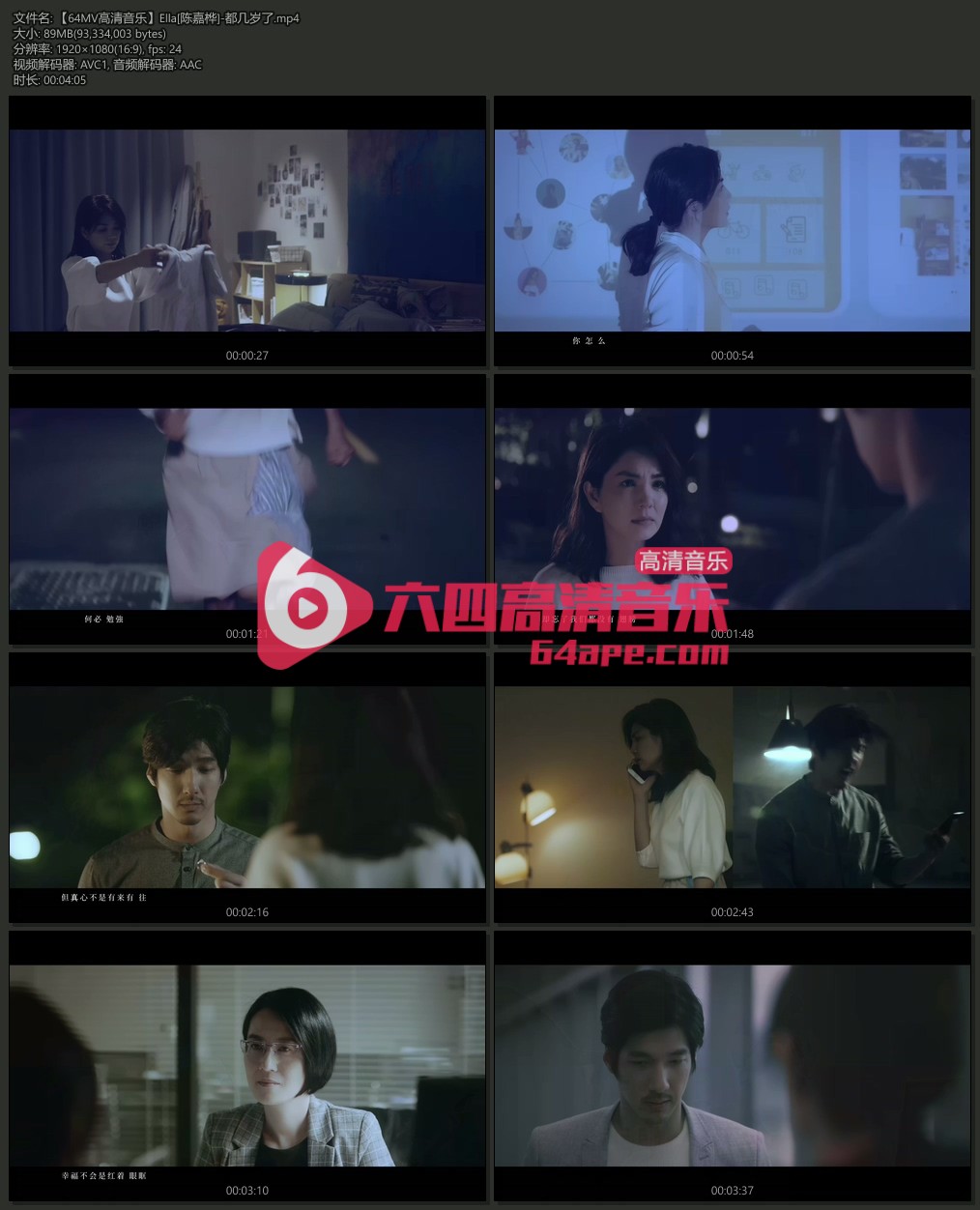 Ella 陈嘉桦《都几岁了》1080P