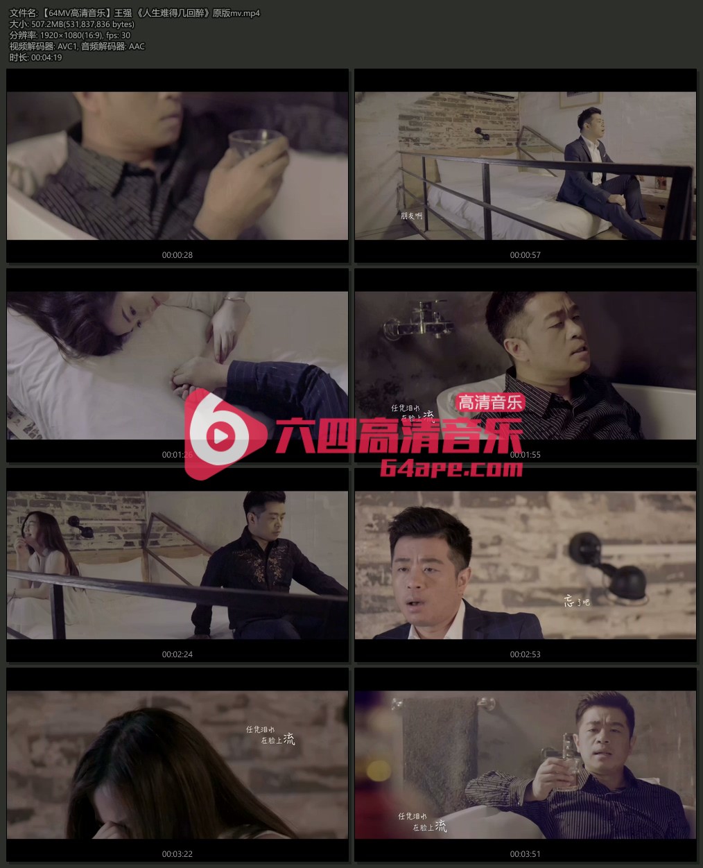 王强《人生难得几回醉》1080P