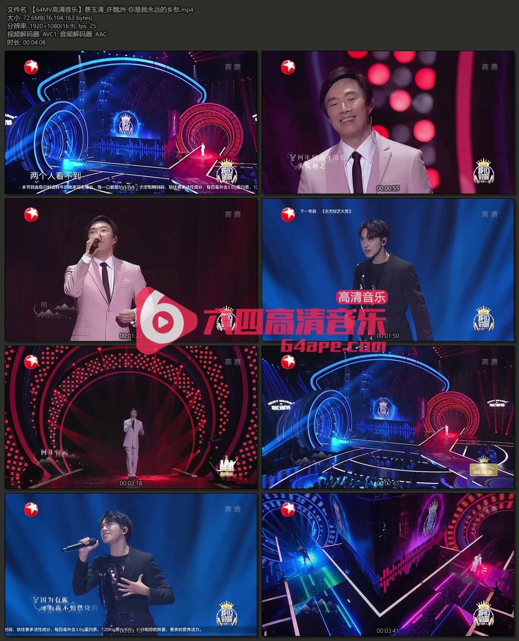 费玉清 许魏洲《你是我永远的乡愁》1080P